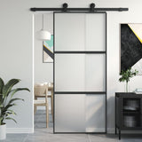 Porta scorrevole Vidaxl 90x205 cm in vetro indurito e nero in alluminio