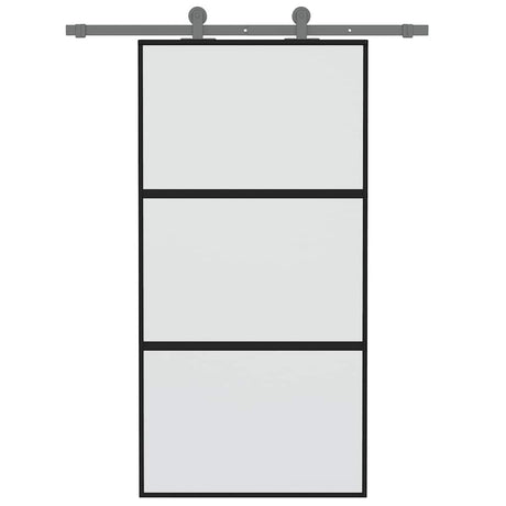 Vidaxx Schiebetür 102,5x205 cm Hartglas und Aluminium schwarz