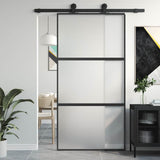 Vidaxx Schiebetür 102,5x205 cm Hartglas und Aluminium schwarz