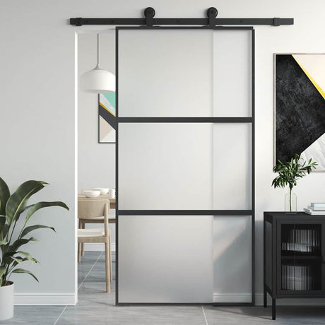 Vidaxx Schiebetür 102,5x205 cm Hartglas und Aluminium schwarz