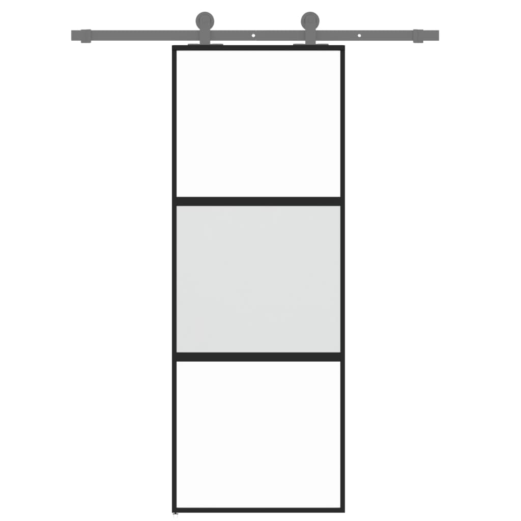 Vidaxl Schiebetür 76x205 cm gehärtetes Glas und Aluminiumschwarz