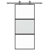 Vidaxx Schiebetür 90x205 cm Hartglas und Aluminium schwarz