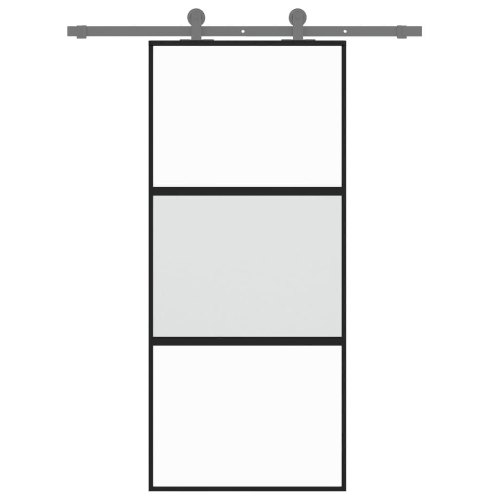 Vidaxl sliding door 90x205 cm hardened glass and aluminum black