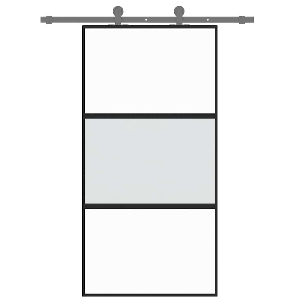 Vidaxx Schiebetür 102,5x205 cm Hartglas und Aluminium schwarz
