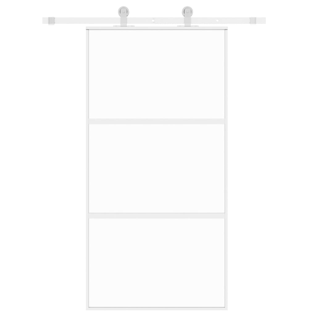 Vidaxl Porte coulissante 102.5x205 cm Verre durcie et aluminium blanc