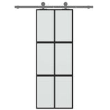 Vidaxx Schiebetür 76x205 cm Hartglas und Aluminium schwarz