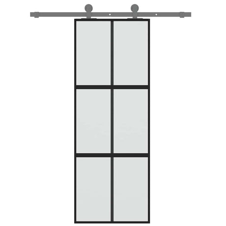 Vidaxx Schiebetür 76x205 cm Hartglas und Aluminium schwarz