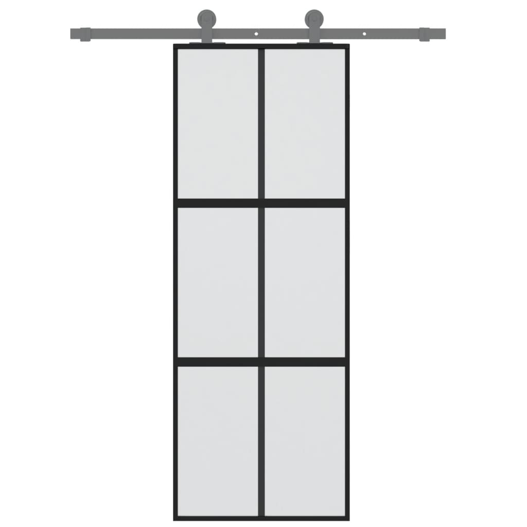 Vidaxl schuifdeur 76x205 cm gehard glas en aluminium zwart