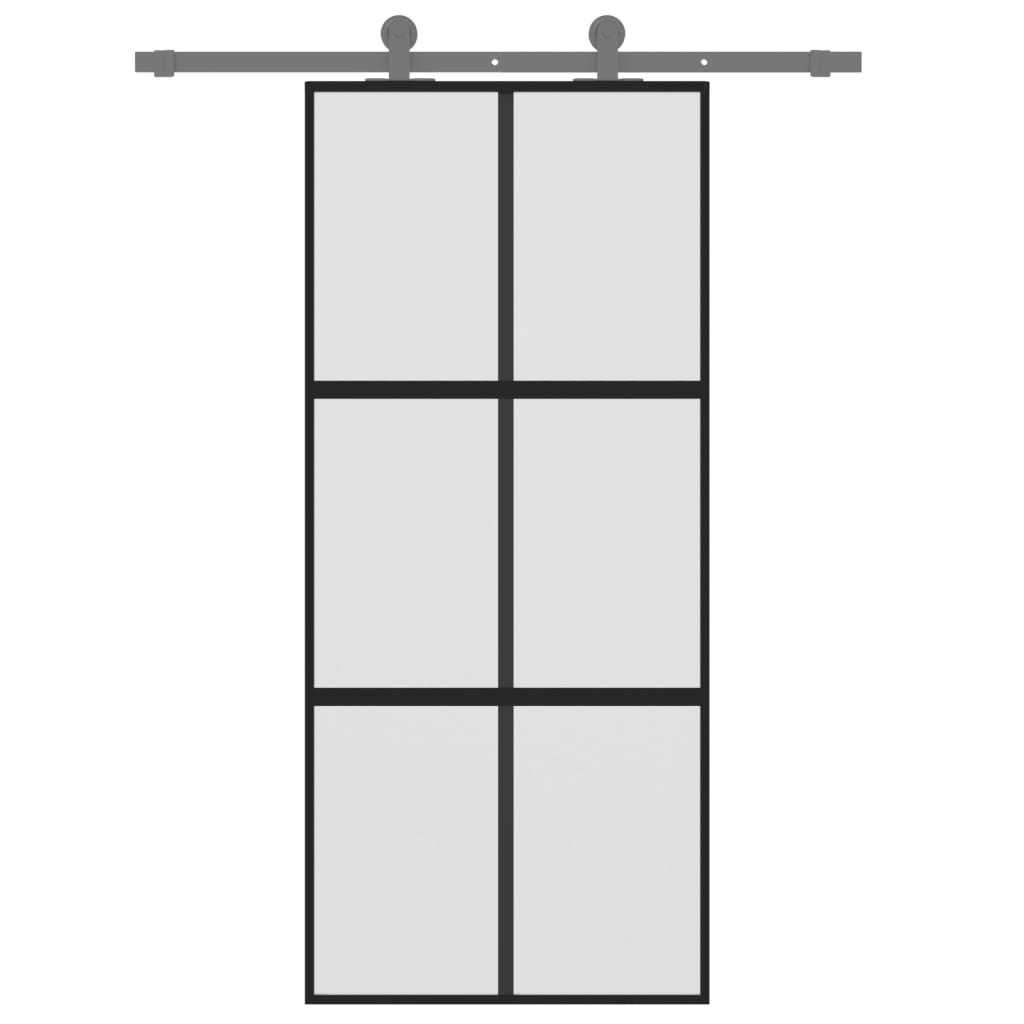 Vidaxl Schiebetür 90x205 cm gehärtetes Glas und Aluminiumschwarz