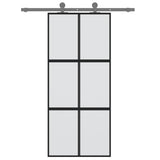 Vidaxl Schiebetür 90x205 cm gehärtetes Glas und Aluminiumschwarz