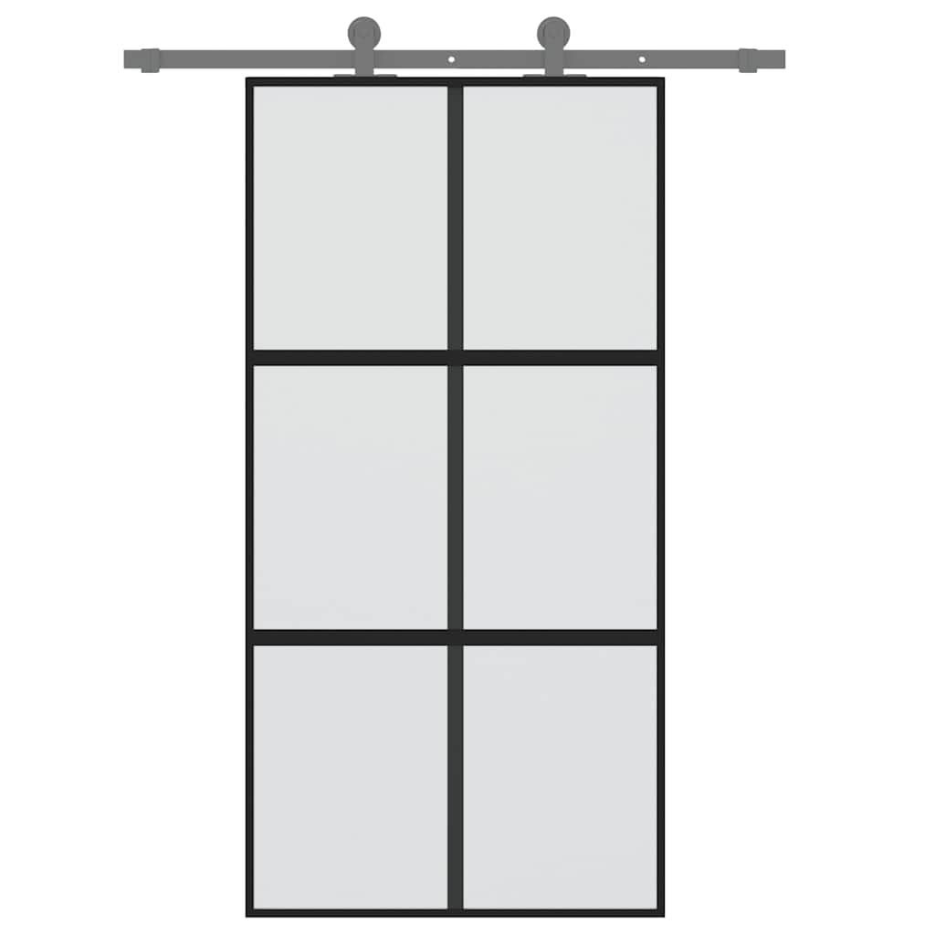 VidaXL Schiebetür 102,5x205 cm gehärtetes Glas und Aluminium schwarz