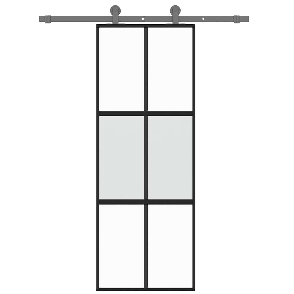 Vidaxx Schiebetür 76x205 cm Hartglas und Aluminium schwarz