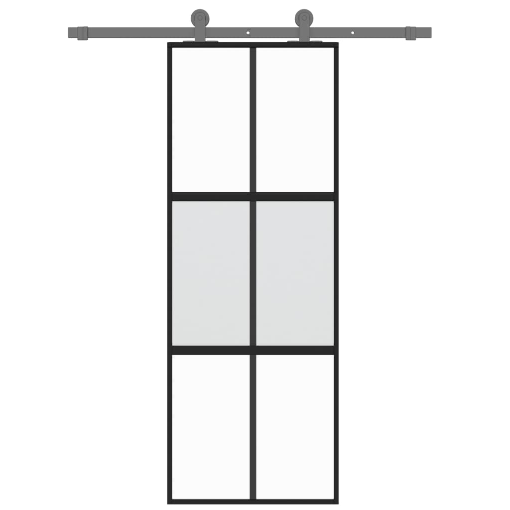 Vidaxl schuifdeur 76x205 cm gehard glas en aluminium zwart