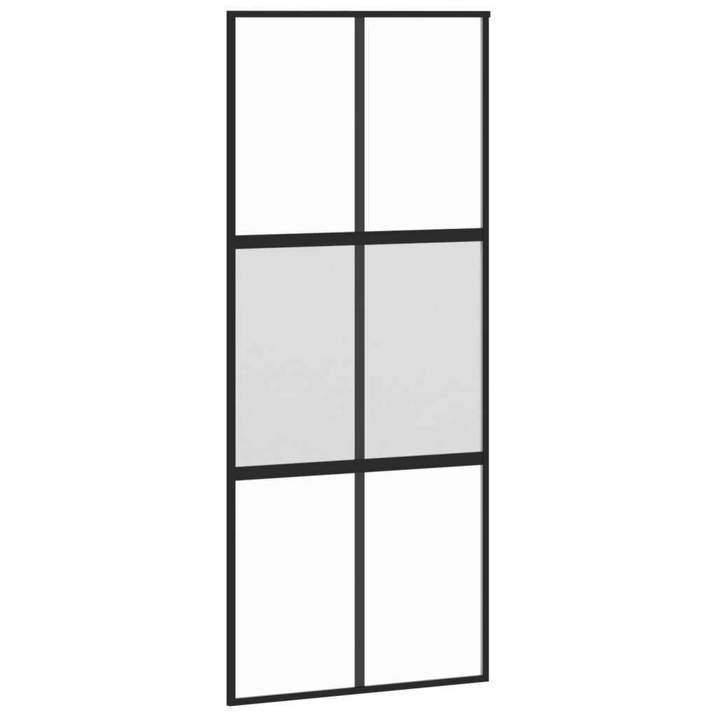 Vidaxl rutscht Dier 90x205 cm häertege Glas an Aluminium schwaarz