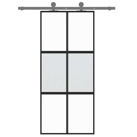 Vidaxx Schiebetür 90x205 cm Hartglas und Aluminium schwarz