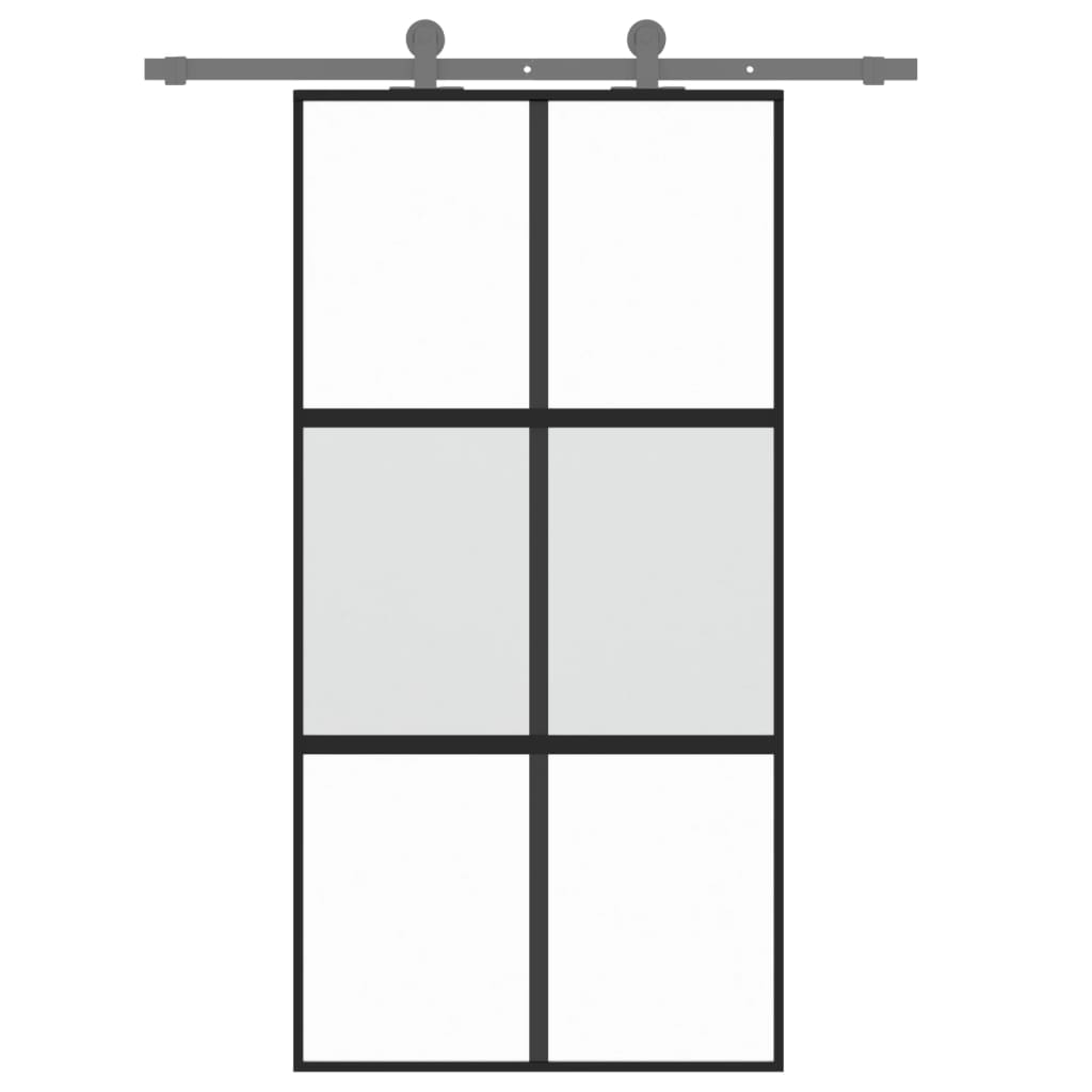 Vidaxl Porte coulissante 102.5x205 cm Verre durcie et noir en aluminium