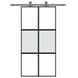 Vidaxx Schiebetür 102,5x205 cm Hartglas und Aluminium schwarz