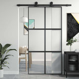 Vidaxx Schiebetür 102,5x205 cm Hartglas und Aluminium schwarz
