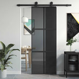 VidaXL Schiebetür 76x205 cm gehärtetes Glas und Aluminium schwarz