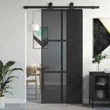 VidaXL Schiebetür 90x205 cm gehärtetes Glas und Aluminium schwarz