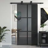 Puerta corredera Vidaxl 102.5x205 cm de vidrio endurecido y negro de aluminio