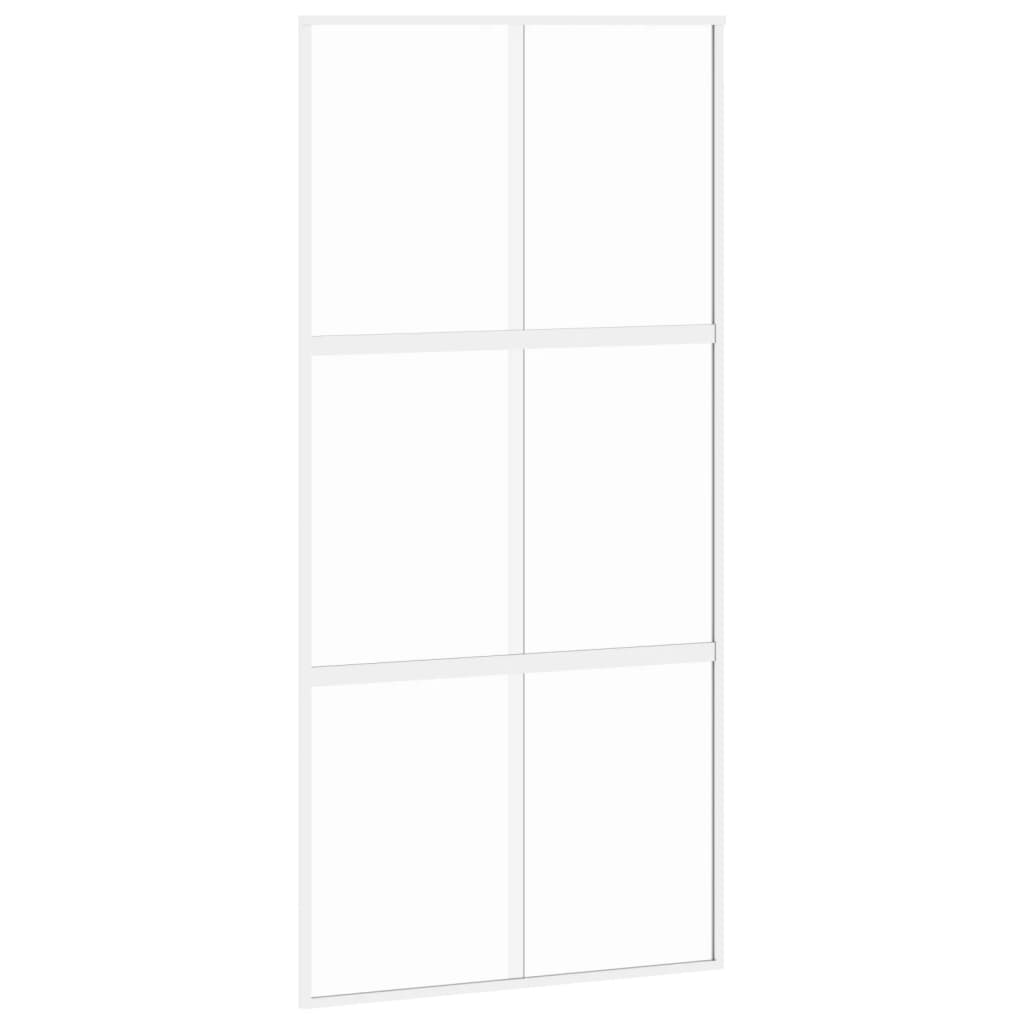 Vidaxl Porte coulissante 102.5x205 cm Verre durcie et aluminium blanc