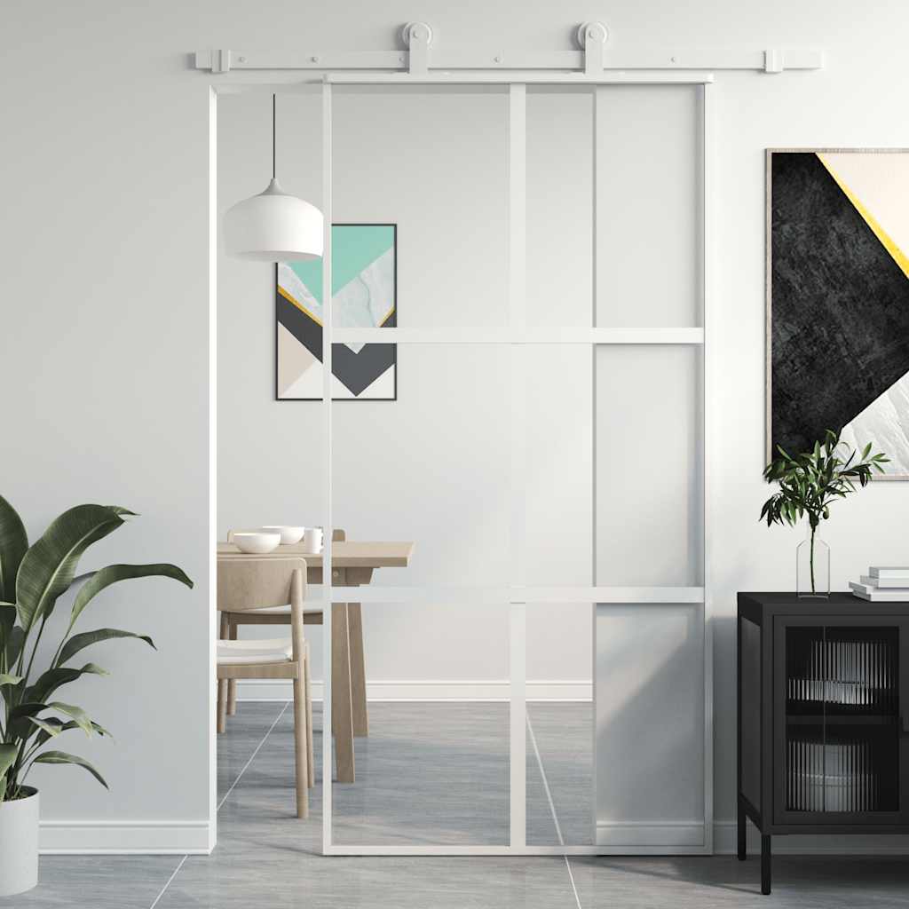 Vidaxx Schiebetür 102,5x205 cm Hartglas und Aluminium weiß