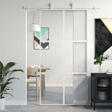 Vidaxl rutscht Dier 102.5x205 cm häertege Glas an Aluminium wäiss