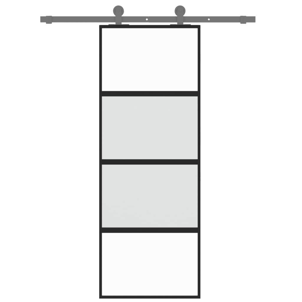 Drsna vrata Vidaxl 76x205 cm utrjeno steklo in aluminijasta črna