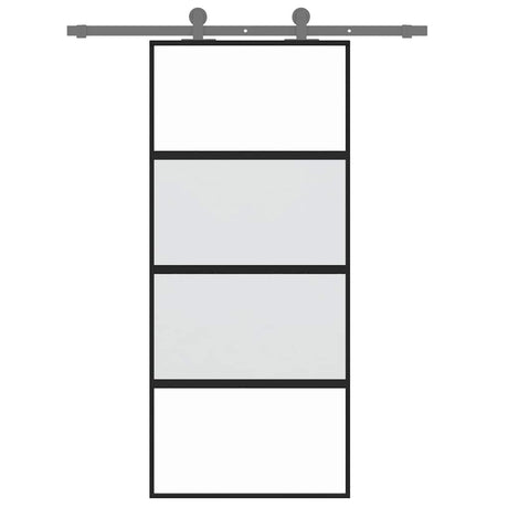 Vidaxx Schiebetür 90x205 cm Hartglas und Aluminium schwarz