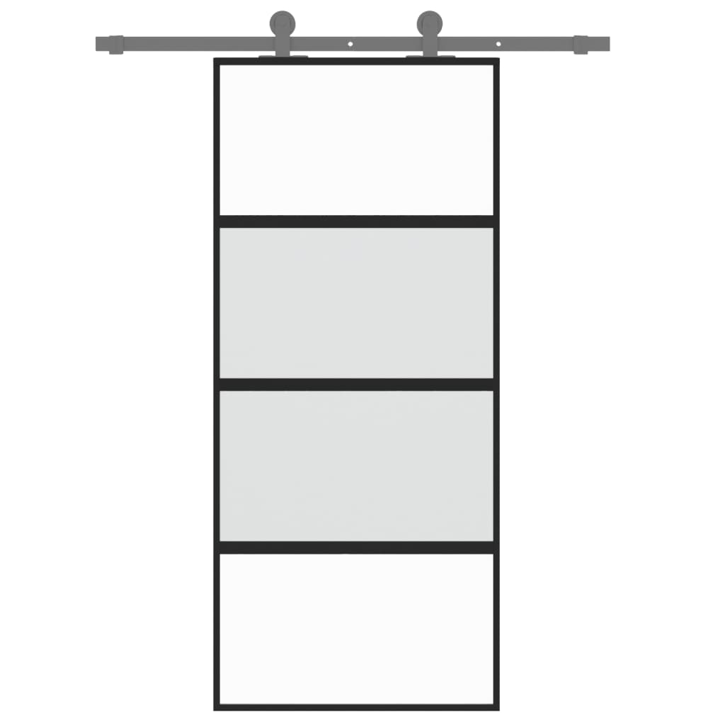 Vidaxl Schiebetür 90x205 cm gehärtetes Glas und Aluminiumschwarz