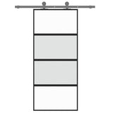 Vidaxl Schiebetür 90x205 cm gehärtetes Glas und Aluminiumschwarz