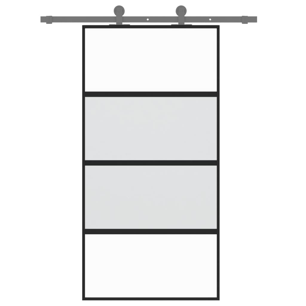 Vidaxl Porte coulissante 102.5x205 cm Verre durcie et noir en aluminium