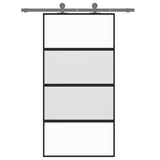 VidaXL Schuifdeur 102,5x205 cm gehard glas en aluminium zwart