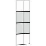 Vidaxl rutscht Dier 76x205 cm häertege Glas an Aluminium schwaarz