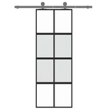 Vidaxx Schiebetür 76x205 cm Hartglas und Aluminium schwarz