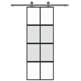 Vidaxl schuifdeur 76x205 cm gehard glas en aluminium zwart