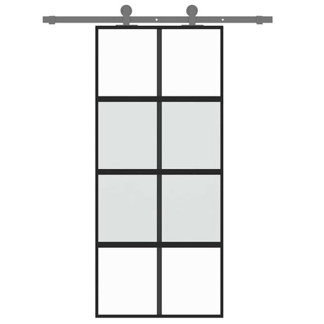 Vidaxx Schiebetür 90x205 cm Hartglas und Aluminium schwarz