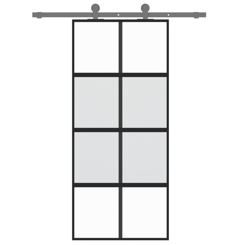 Vidaxl sliding door 90x205 cm hardened glass and aluminum black