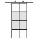 Vidaxl Porte coulissante 90x205 cm Verre durcie et noir en aluminium