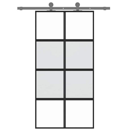 VidaXL Schiebetür 102,5x205 cm gehärtetes Glas und Aluminium schwarz
