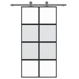 Vidaxl Porte coulissante 102.5x205 cm Verre durcie et noir en aluminium