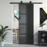 Porta scorrevole Vidaxl 76x205 cm in vetro indurito e nero in alluminio