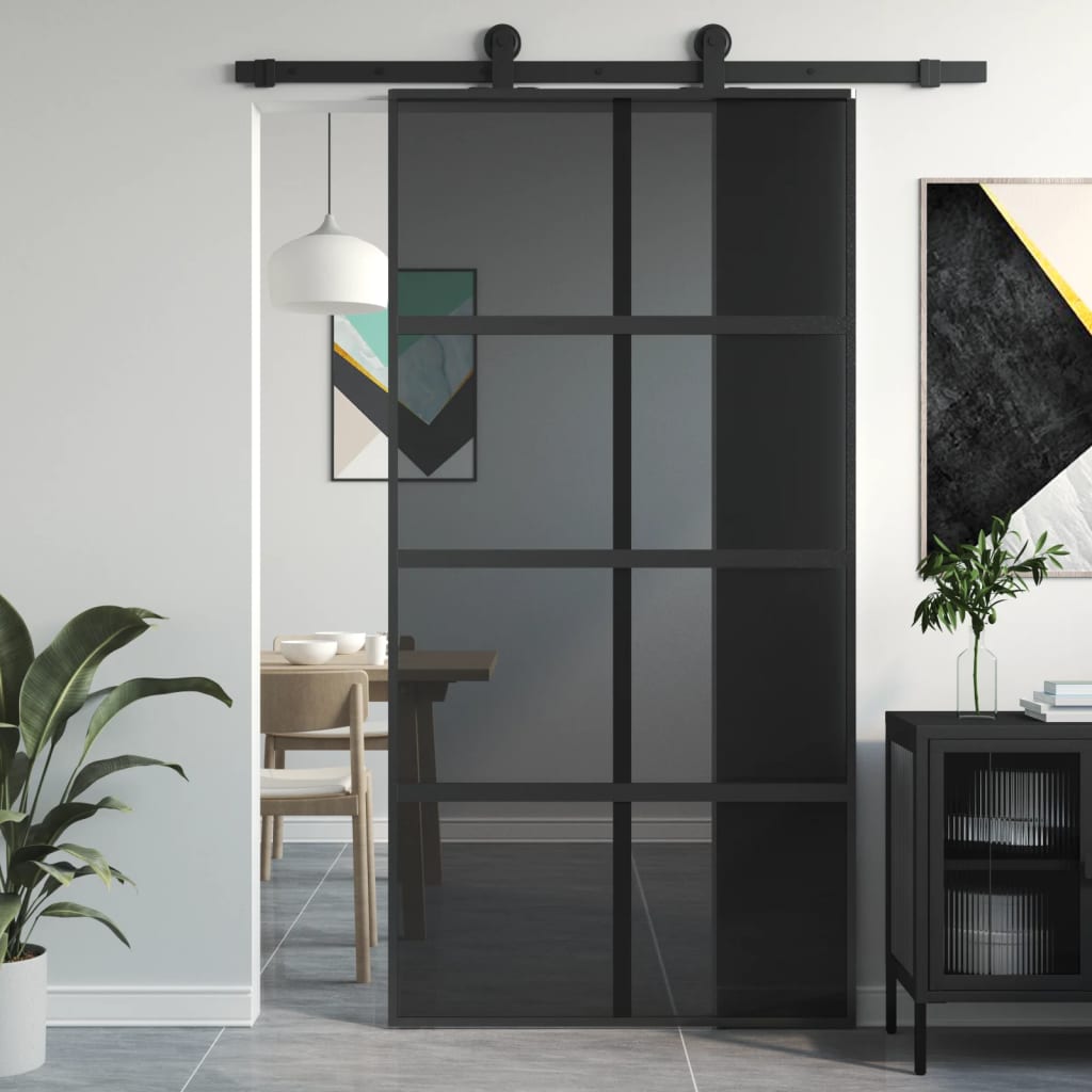 VidaXL sliding door 102.5x205 cm hardened glass and aluminum black