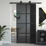 Porta scorrevole Vidaxl 102.5x205 cm in vetro indurito e nero in alluminio