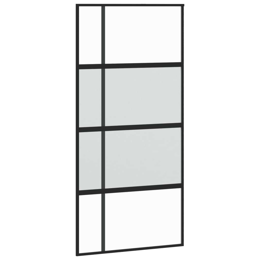 Vidaxl Porte coulissante 102.5x205 cm Verre durcie et noir en aluminium