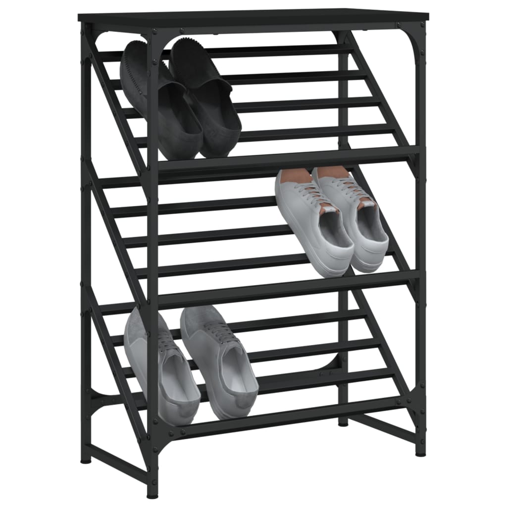 Vidaxl Shoe Rack 60x30x85 cm de madera procesada Negro