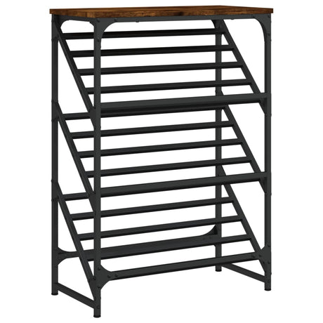 VIDAXL -Schuhregal 60x30x85 cm verarbeiteter Holzgeräuchchen -Eichefarbe