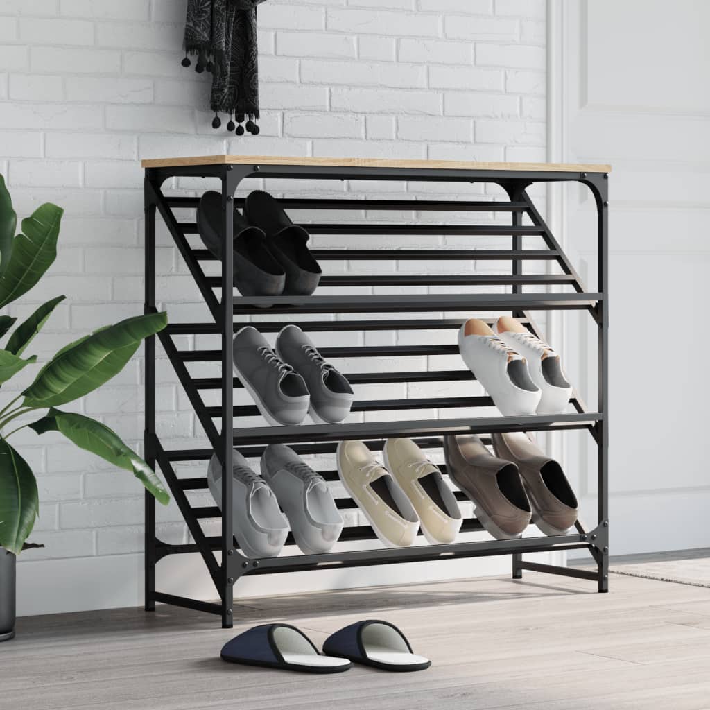 Vidaxl Shoe Rack 90x30x85 cm forarbejdet træ sonoma eg farvet