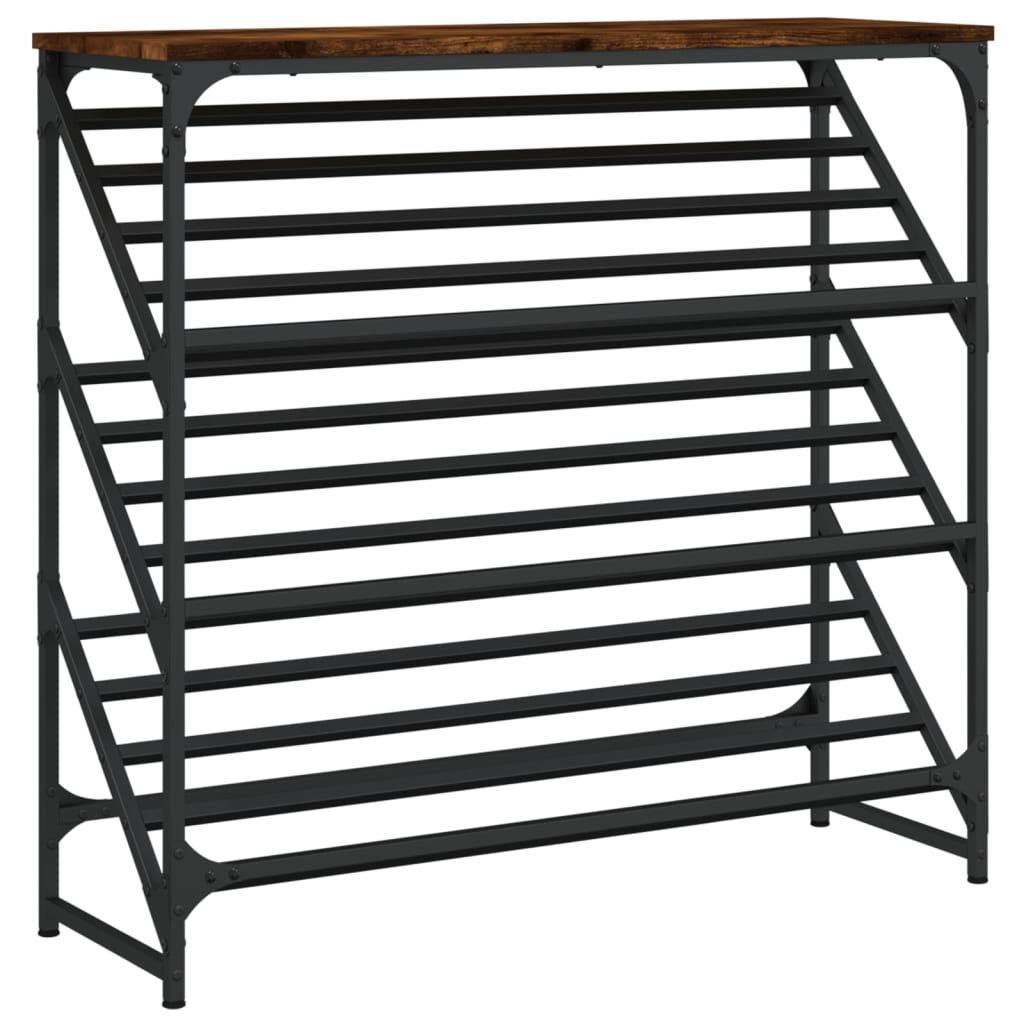 Vidaxl Shoe Rack 90x30x85 cm bearbetat trä rökt ek färgad